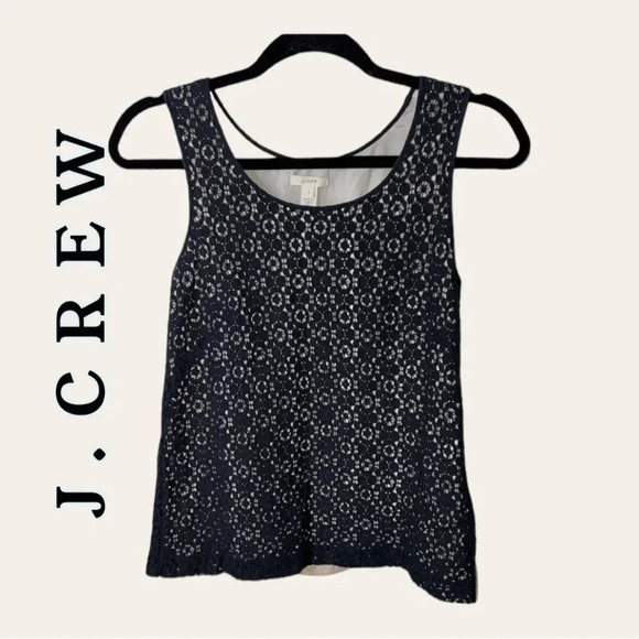 0709. J.CREW SLEEVELESS BLOUSE‎ FULL LACE WITH LINER BLACK/NUDE SIZE 0 - Picture 1 of 9